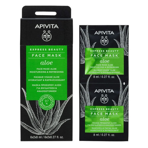 Apivita Express Beauty masque visage à l'aloe hydratant et rafraîchissant (2x8 ml)