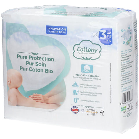 COTTONY Couches en coton taille 3 4-9 kg