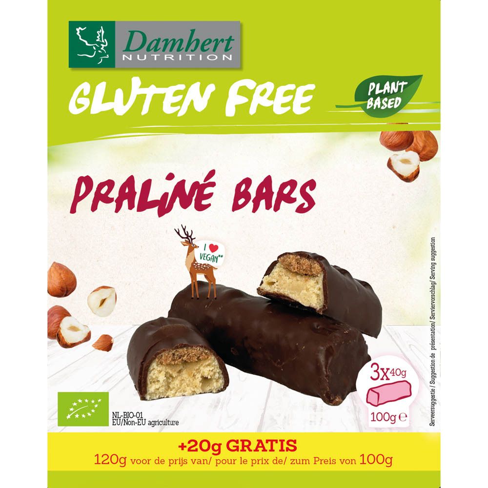 Damhert Gluten Free Barres Praliné (3x40 g)