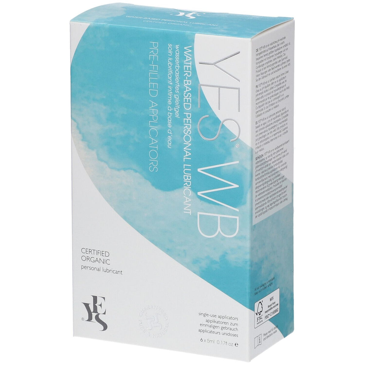 YES WB lubrifiant personnel à base d'eau, applicateurs unidoses (6 x 5 ml)