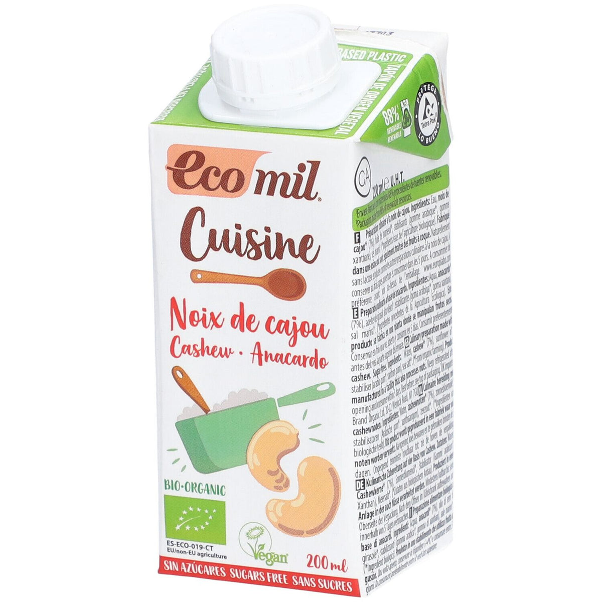 Ecomil Cuisine Cajou sans Sucre (200 ml)