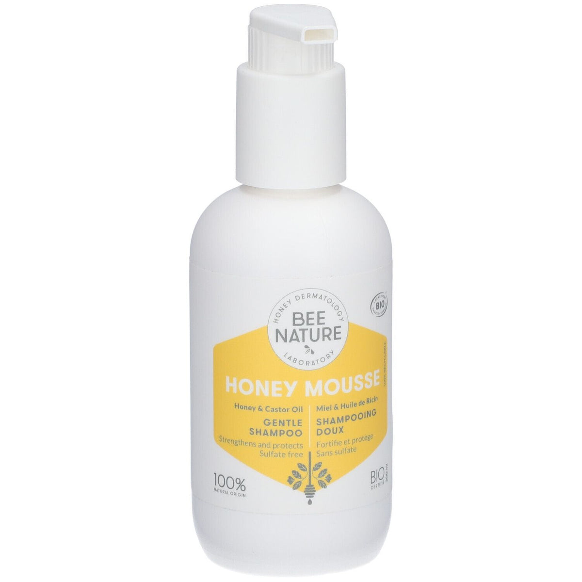 BEE NATURE Shampooing doux Honey Mousse miel & ricin (200 ml)