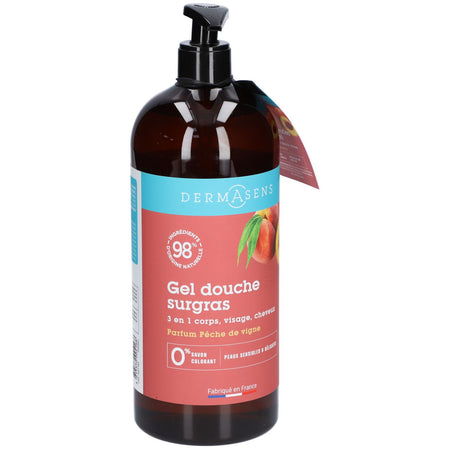 DERMASENS Gel douche surgras 3 en 1 parfum Pêche de vigne (1 L)