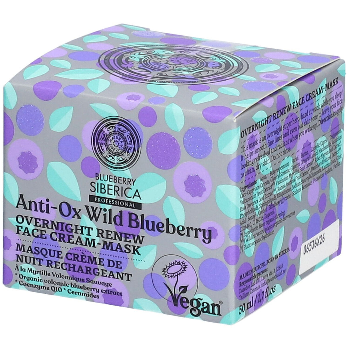 Blueberry Siberica Masque de Nuit Réparateur Myrtille Sauvage Anti-Ox (50 ml)