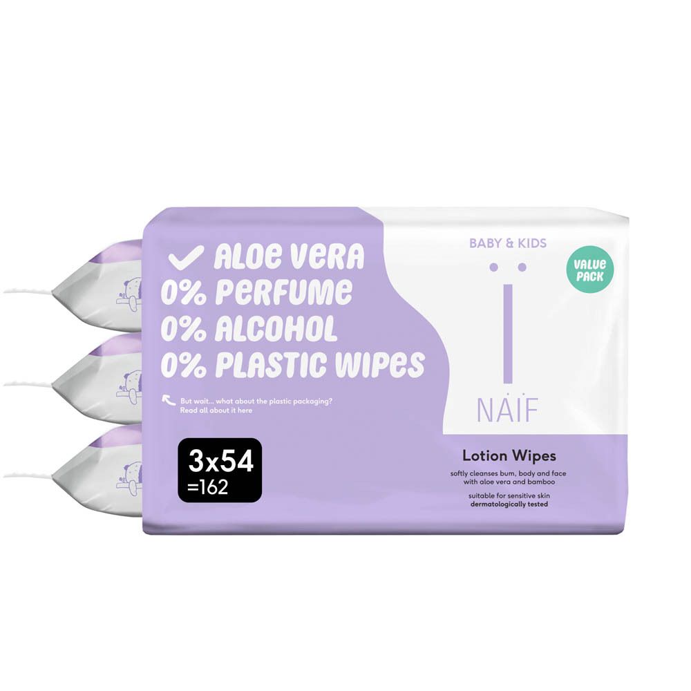 Naif Baby & Kids lingettes humides avec lotion pour bébé & enfant (3x54 pièces)
