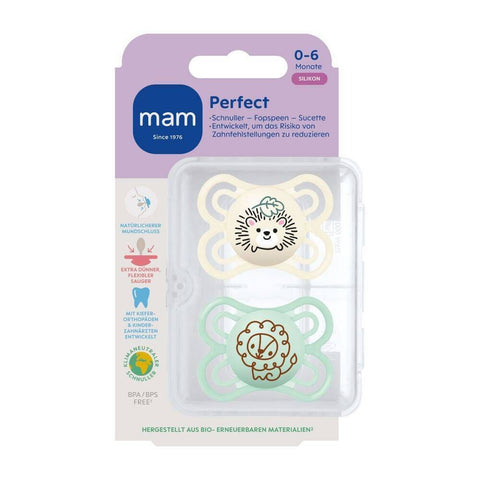 MAM Perfect sucette en silicone 0-6 mois, unisexe (2 pièces)