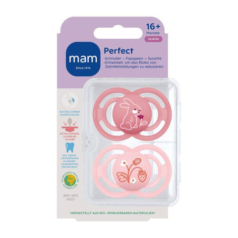 MAM Perfect sucette en silicone 16+ mois, rose