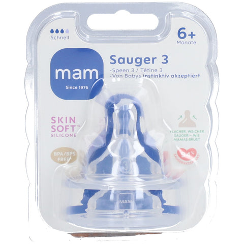 MAM silicone teat, size 3, from 6 months, 2 pieces
