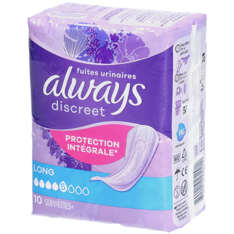 Always Discreet Fuites Urinaires Protection Intégrale Serviettes (10 pièces)