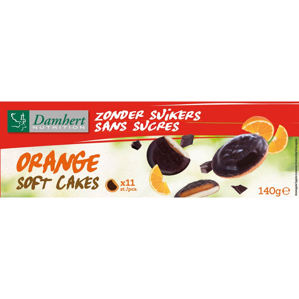DAMHERT Orange Soft Cakes sans sucres (140 g)