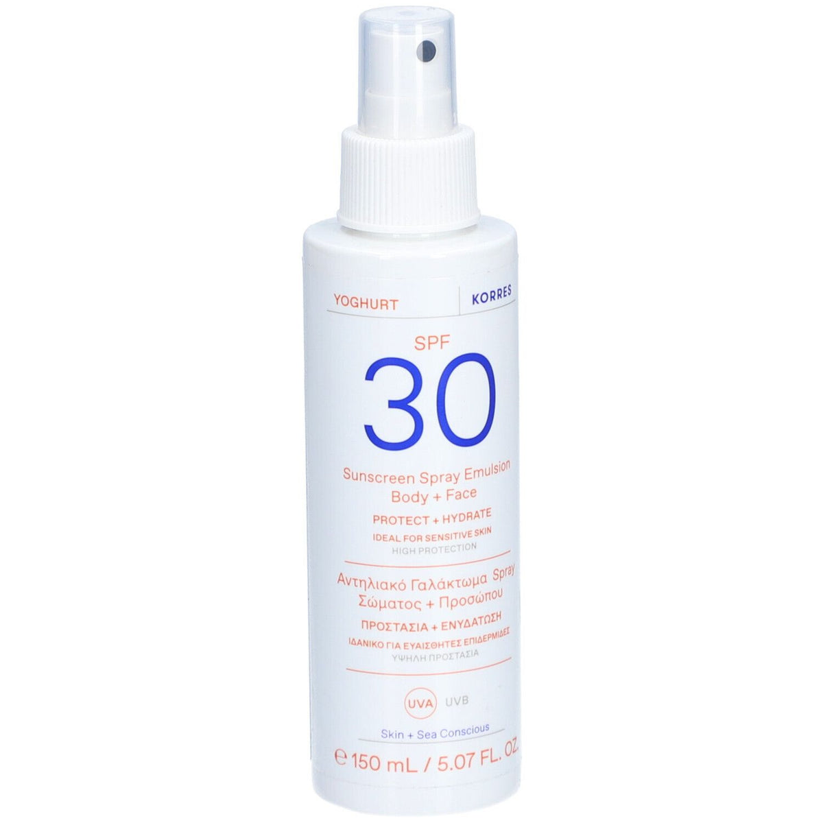 KORRES Yoghurt émulsion spray solaire pour visage et corps SPF50 (150 ml)