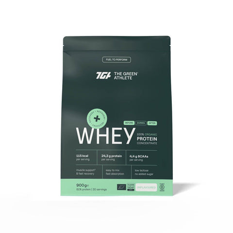 The Green Athlete concentré de protéines de lactosérum non aromatisé bio (900 g)