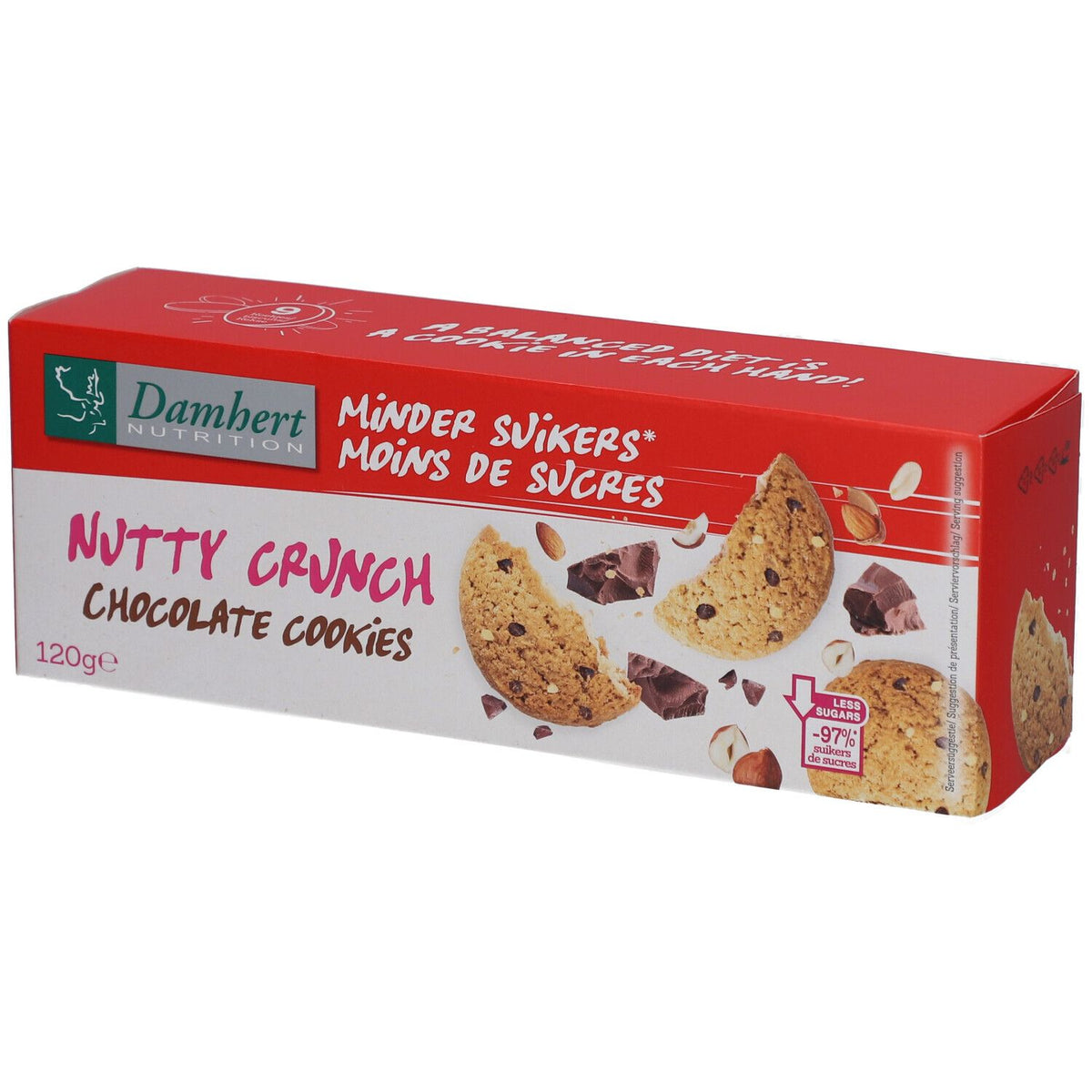 Damhert Moins de sucres Nutty crunch chocolate cookies (120 g)