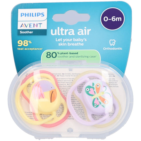 Philips Avent Sucette +0m Air Papillon/Crabe (2 pièces)