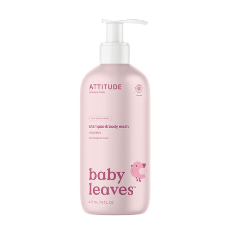 Attitude Baby Leaves 2-en-1 Shampooing & Gel Nettoyant Sans Parfum (473 ml)