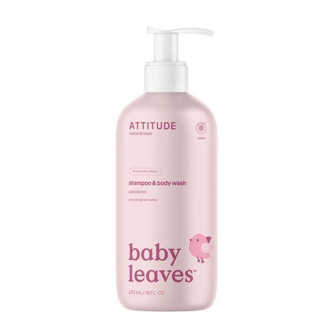 Attitude Baby Leaves 2-en-1 Shampooing & Gel Nettoyant Sans Parfum (473 ml)