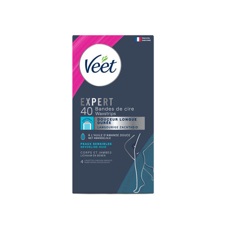 Veet Expert Bandes de Cire Corps et Jambes Peau Sensible (40 pièces)