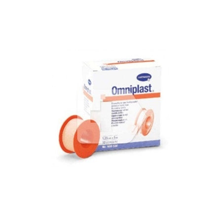 OMNIPLAST ruban adhésif rose en tissu hypoallergénique (5 m x 1,25 cm, 1 pièce)