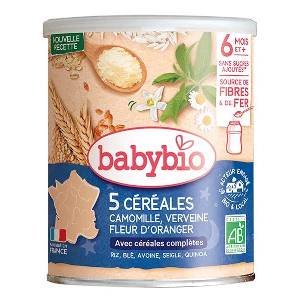 Babybio 5 Céréales Verveine Fleur d'Oranger Camomille +6m Bio 220g
