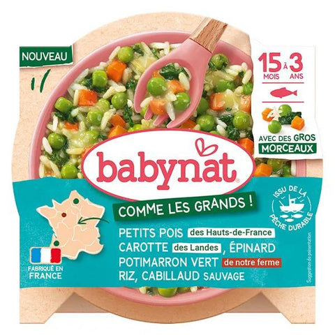 Babybio Babynat Peas Carrot Spinach Green Pumpkin Rice Cod - 200g
