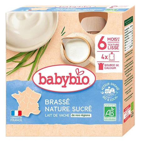 Babybio Desserts Lactés Gourde Brassé Nature Sucré +6m Bio 4 x 85g