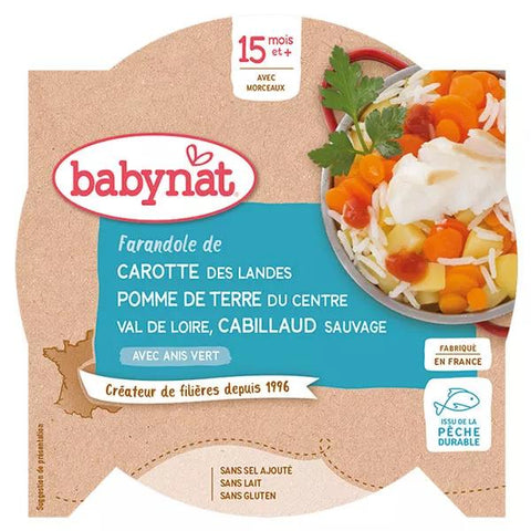 Babybio Meal Carrot Potato Cod Plate +15m Organic 260g