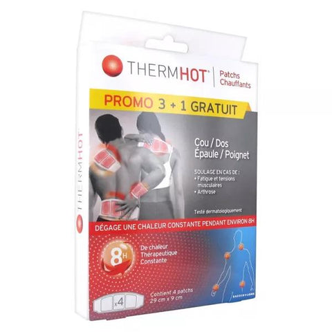 Bausch & Lomb Therm°Hot Heat Patch for Back, Shoulder, and Wrist - Pack of 3 + 1 Free