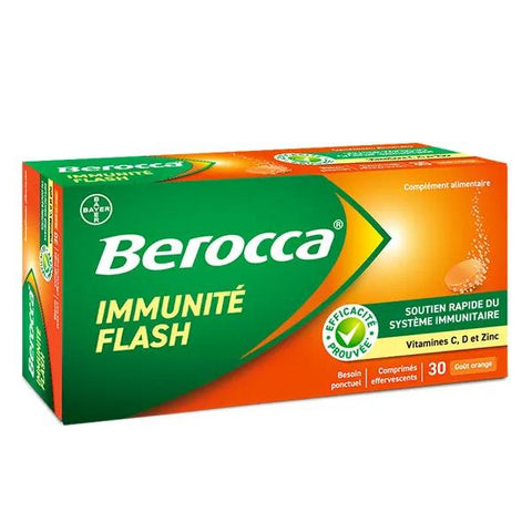 Berocca Immuno Flash Vitamin D and C Zinc Iron 30 effervescent tablets