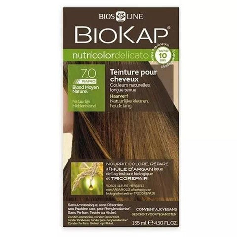 Biokap Delicato Rapid Coloration Cheveux 7.0 Blond Moyen Naturel 135 ml