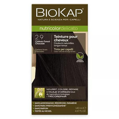 Biokap Nutricolor Delicato coloration 2.9 Châtain Foncé Chocolat (140 ml)