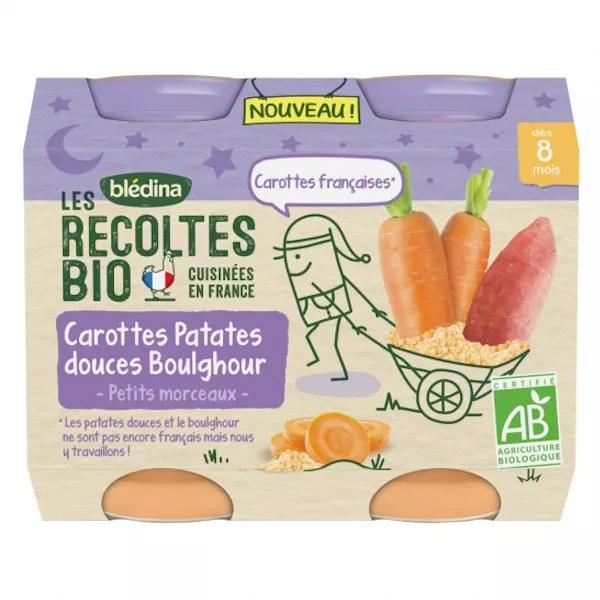 Blédina Les Récoltes Bio Pot Carottes Patates Douces Boulghour dès 8 mois (2 x 200g)
