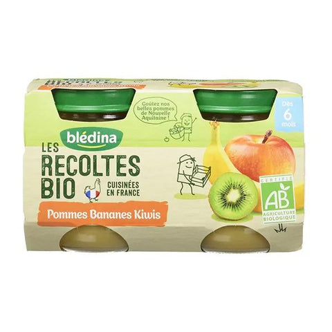 Blédina Organic Harvest Fruit Purée Apples Bananas Kiwi +6m 2 x 130g