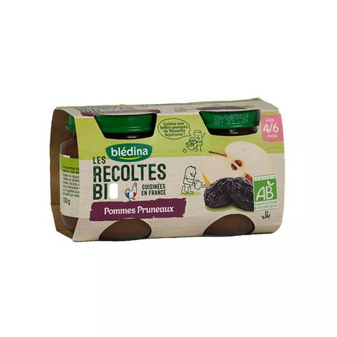 Blédina Organic Harvest Fruit Purée Pots Apple Prune +4m 2 x 130g