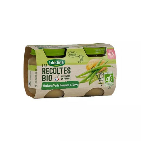Blédina Organic Harvest Green Beans Potatoes Pot +4m 2 x 130g