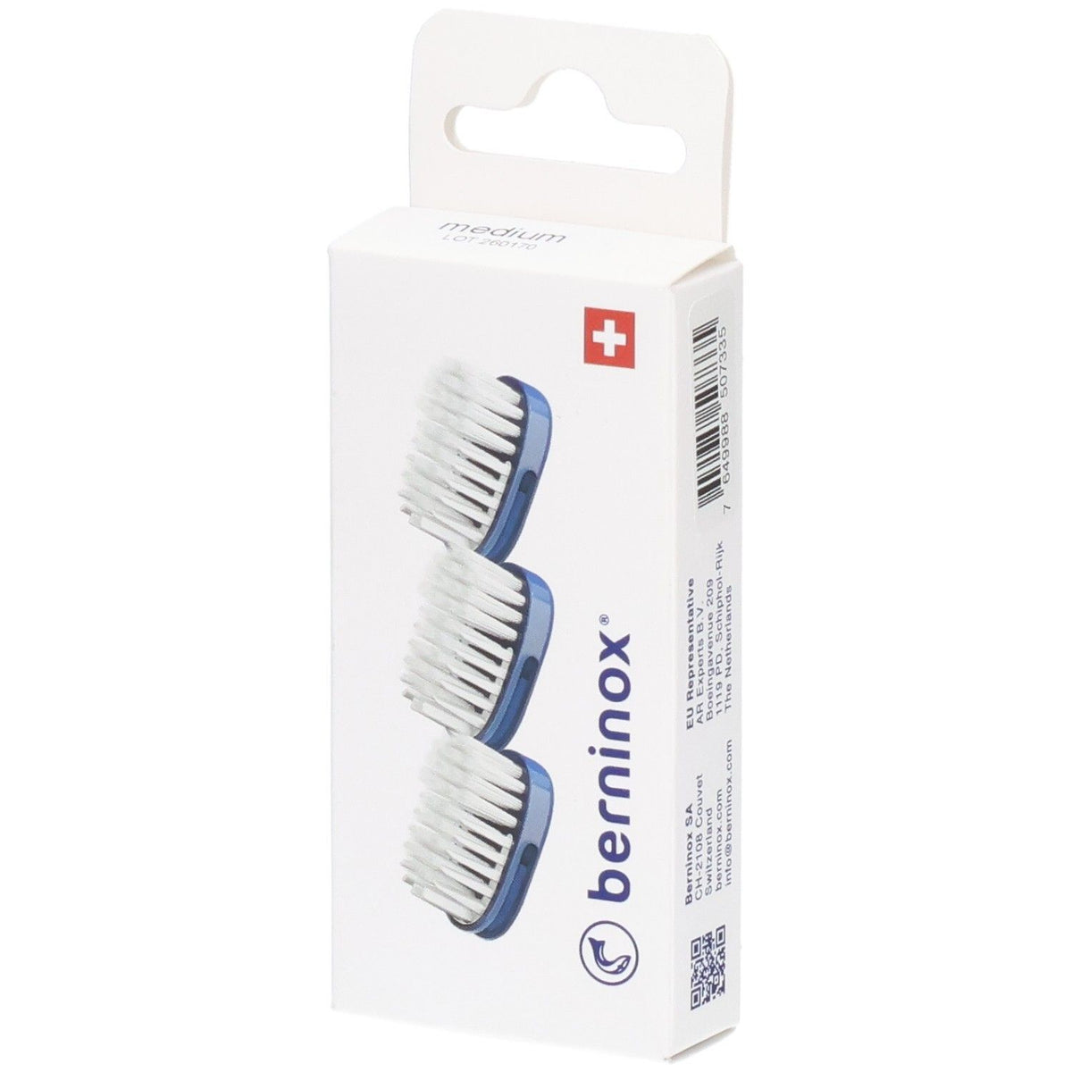 Berninox 3 x têtes de brosse de rechange bleu océan medium