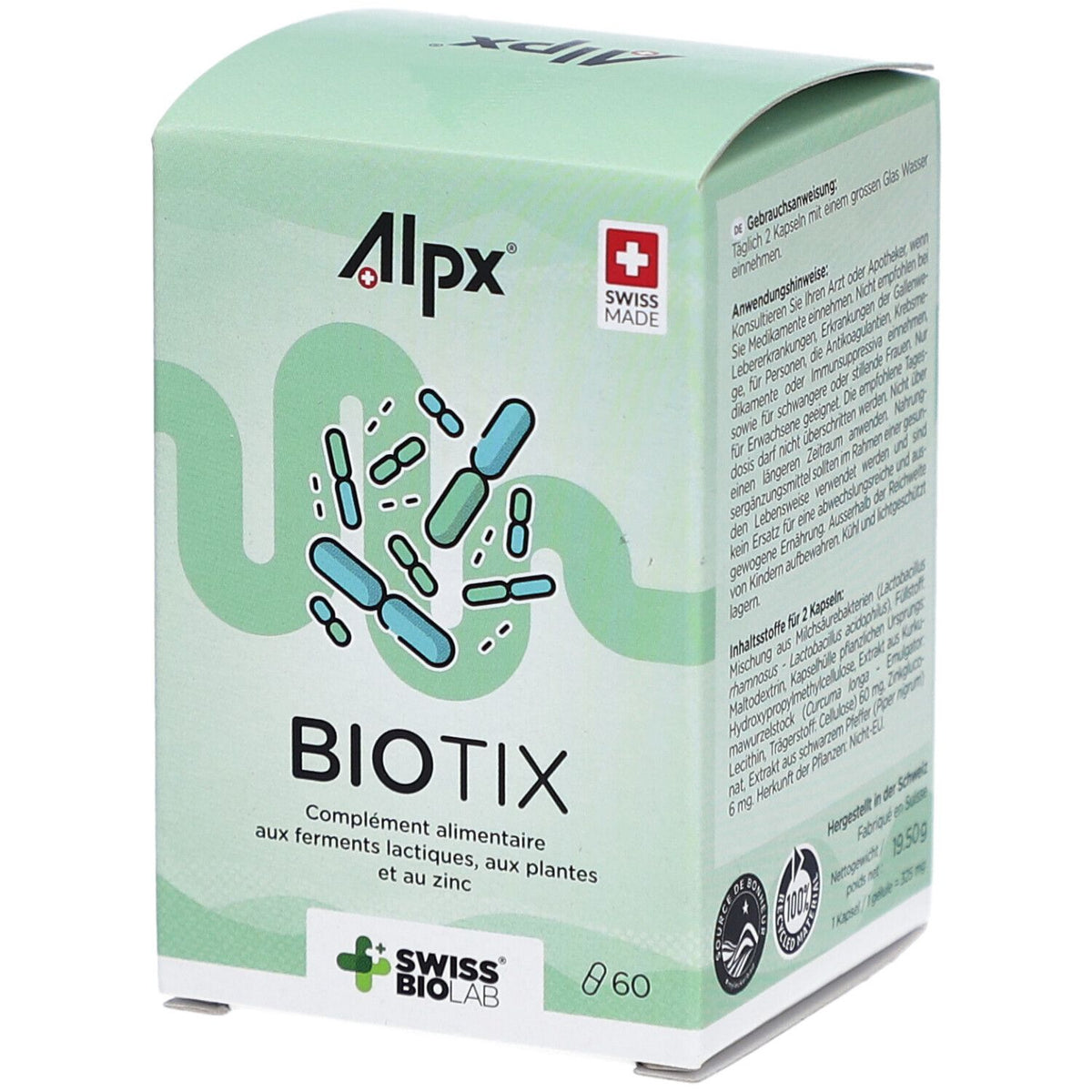 ALPX BioTix Probiotiques + Zinc & Curcuma (60 pièces)