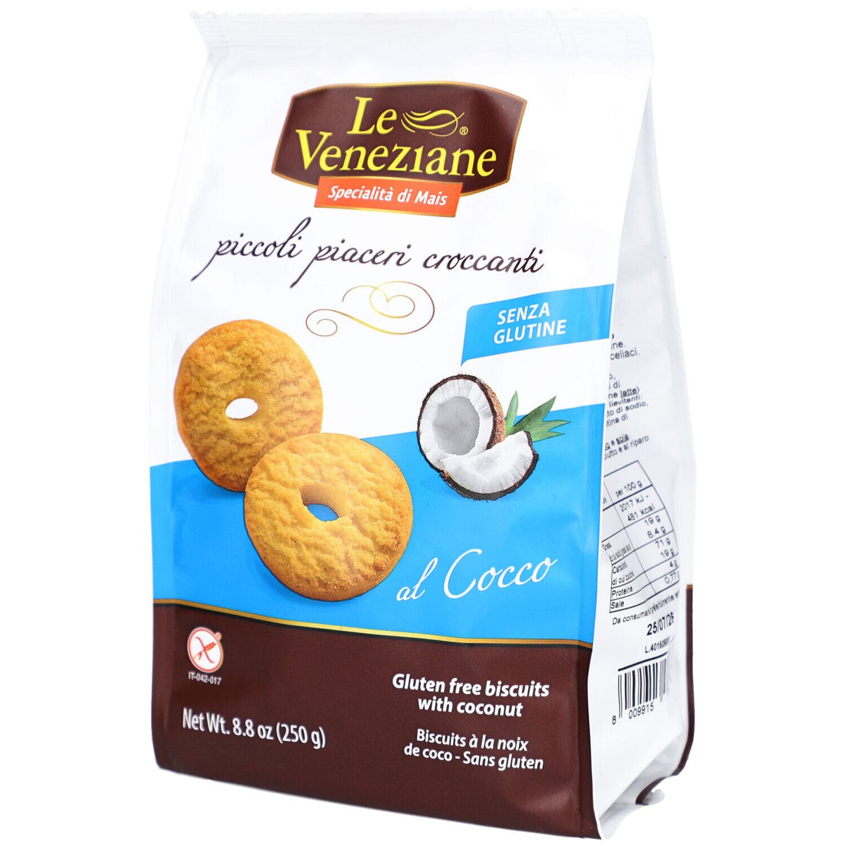Le Veneziane biscuits sans gluten à la noix de coco (250 g)