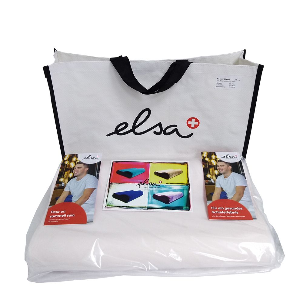 ELSA Coussin pour la nuque 50 x 9 cm, taie en coton blanc (1 pièce)