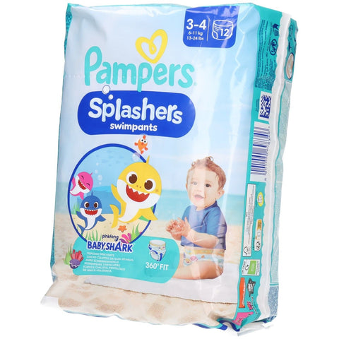 Pampers Splashers Baby Shark Limited Edition couches de natation jetables, taille 3-4 (12 pièces)
