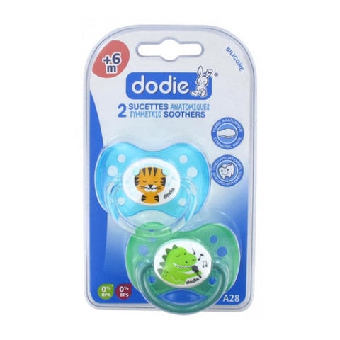 Dodie Duo Sucette Anatomique Silicone Dessin Garçon +6mois