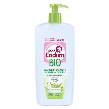 Cadum Bébé Natural Caresse eau nettoyante visage & corps aloé vera bio (750 ml)