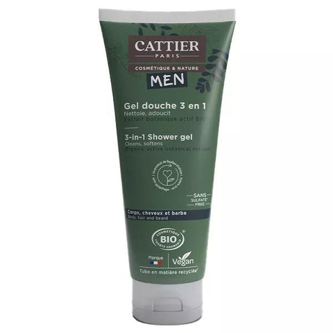Cattier Men 3-in-1 Organic Hair, Body & Beard Shower Gel 200ml