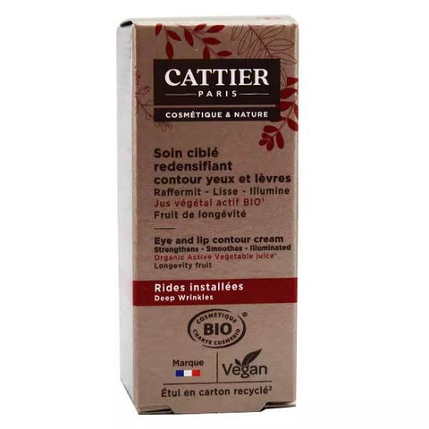 Cattier Targeted Redensifying Care for Established Wrinkles on Eye and Lip Contours Organic 15ml
