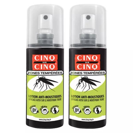 Cinq sur Cinq Lotion Anti-Moustiques Zones Tempérées Lot de 2 x 100ml