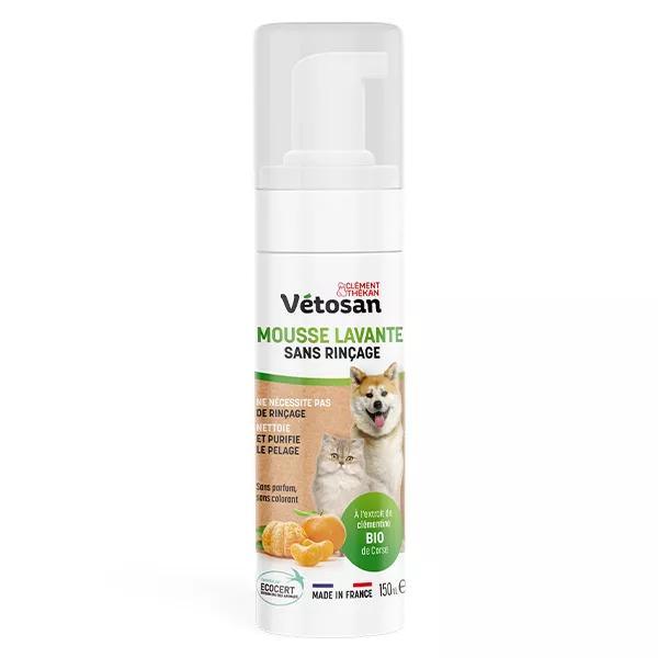 Clément Thékan Vétosan Mousse Lavante Sans Rinçage pour chiens et chats 150 ml