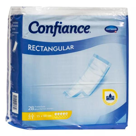 Confiance Rectangular Protections Absorbantes Droites 15x60cm 5 Gouttes 28 unités