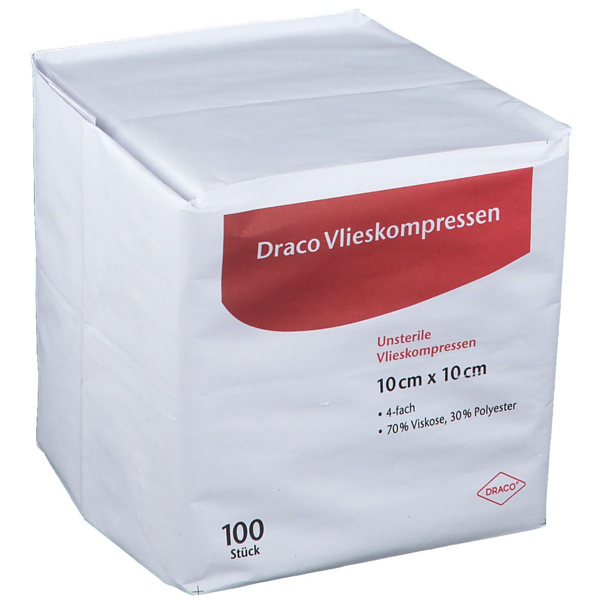 Draco Compresse non tissée 10 x 10 cm 4 plis non stérile (100 pièces)