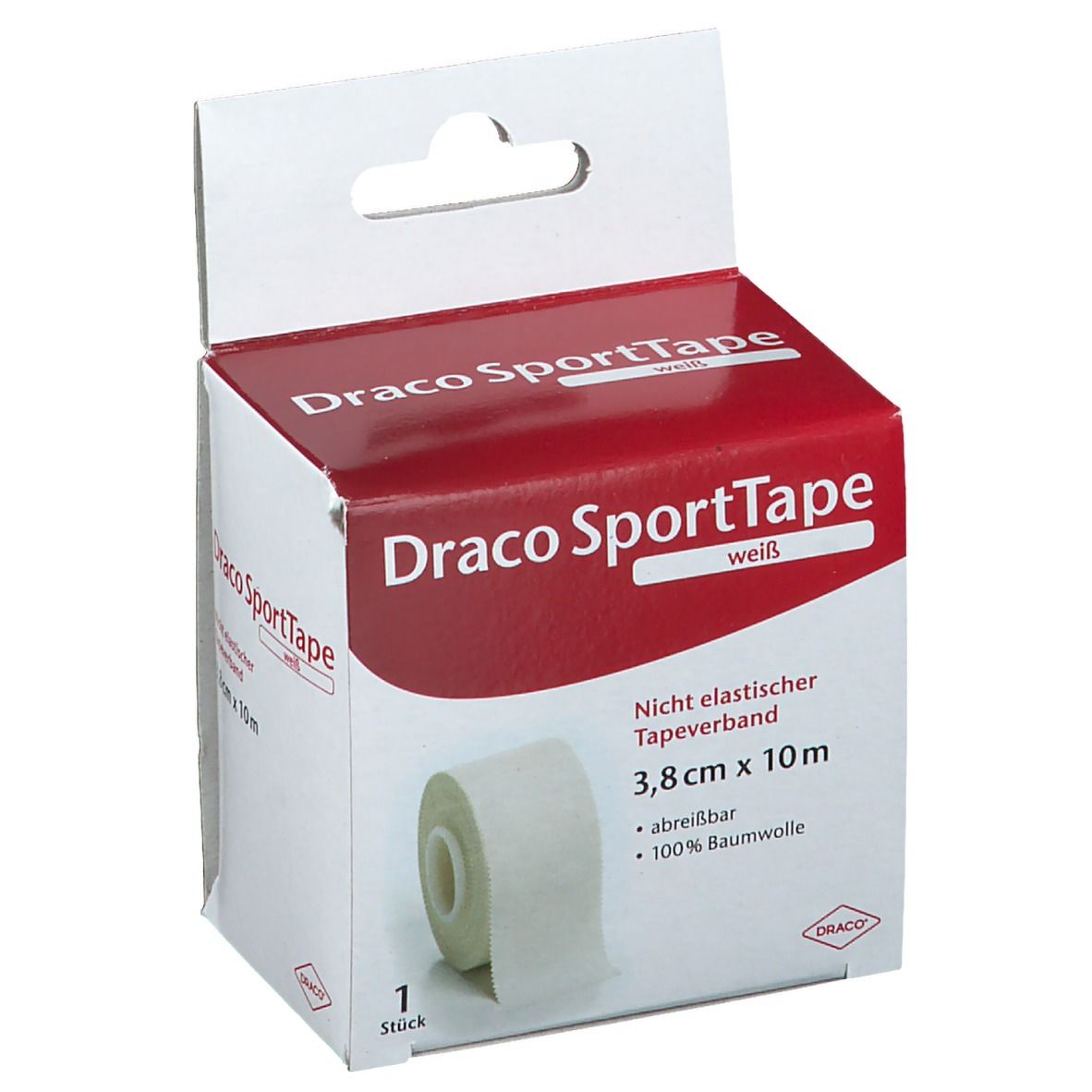 Draco bande de sport blanc (3,8 cm x 10 m) - 1 pièce