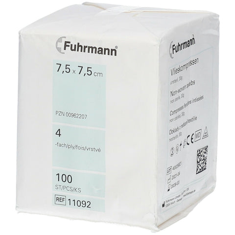 Fuhrmann Compresses non tissées 4 couches 7,5 x 7,5 cm non stérile (100 pièces)
