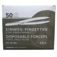 Frank pince à épiler jetable en plastique stérile 12,5 cm, distributeur (50 pièces)